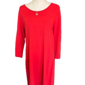 Women's J.Jill Red Boatneck Sheath Dress - 3/4 Sleeve
